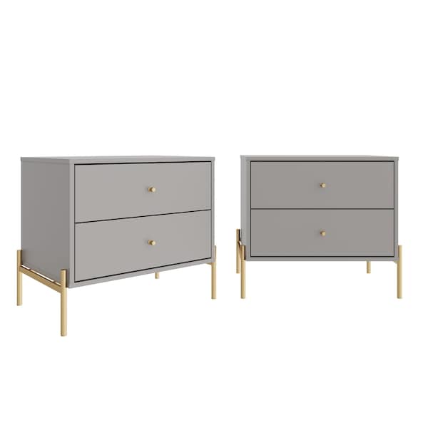 Manhattan Comfort Jasper Nightstand in Grey, 2PK 2-51352 - main